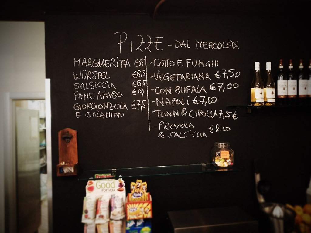 Menu pizze